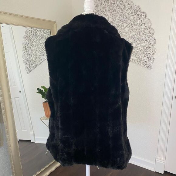 Vintage Casual Living Teddy Charm Thick Black Fuzzy Faux Fur Chunky Vest XL - Picture 6 of 8